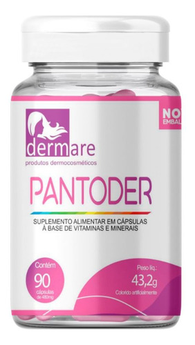 Vitamina Pantoder 90 Cáps - Pele, Cabelo E Unha (dermare) Sabor Sem Sabor
