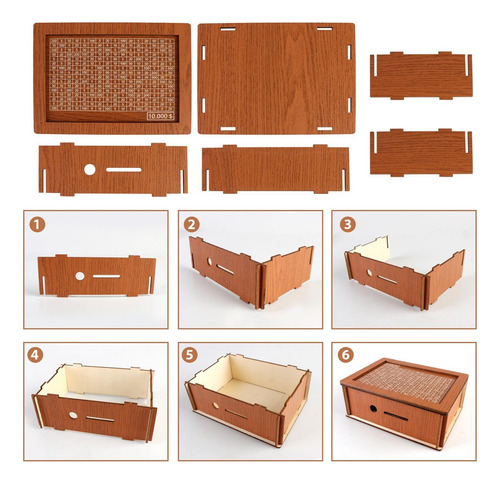 Cash Vault Caja De Ahorros De Madera, Con Blanco Y Números