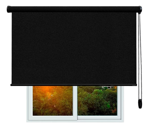 Cortina Persiana Rolô Rolon Blackout Preta 0,80l X 1,60a