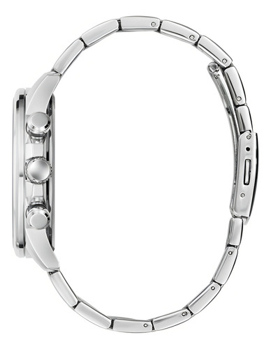 Reloj Guess Walker Caballero Plata Gw0900g4 Correa Plateado Bisel Plateado Fondo Azul