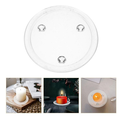 3pcs Placas De Velas De Vidrio Transparente, 5 Pulgadas De C