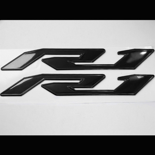 Emblema De Yamaha R1 En Color Negro 3d Resaltado Motomaniaco