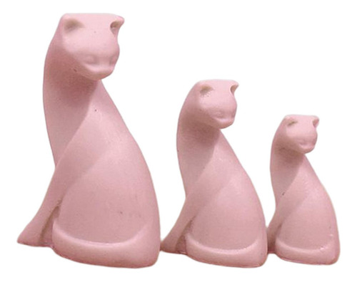 5 Figura De Gato En Miniatura Hecha A Mano Para Casa De Rosa