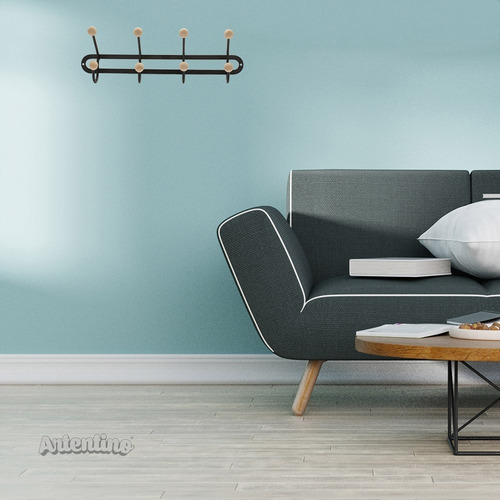Imagen 2 de 6 de Perchero Pared Organizador Nórdico 4 Brazos Madera Metal