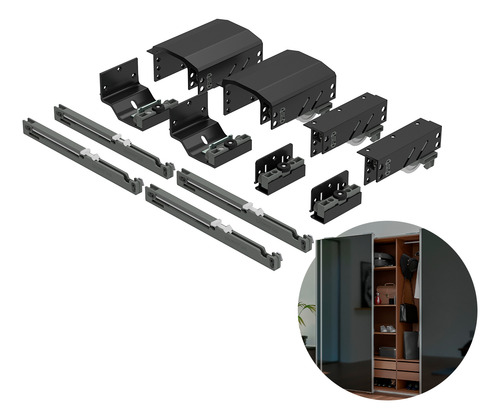 Kit Sistema Para Porta Correr Dominus Até 20kg Para 2 Portas