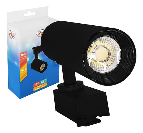 Spot Led Para Trilho Eletrificado Preto 20w Neutro 4200k