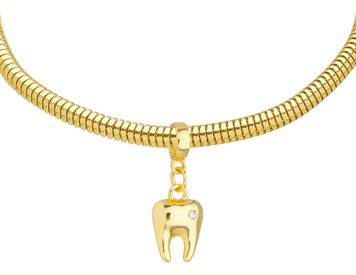 Pulseira Berloque Odontologia Banhada A Ouro 18k Premium