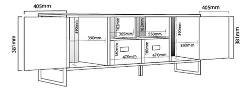 Rack Mesa De Tv Hasta 65 Linea Industrial Hierro - Melamina Roble Nebraska Natural No