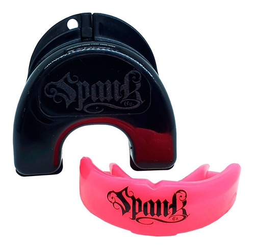 Protetor Bucal Profissional Com Estojo Arcada Superior Spank Cor Rosa Sabor Sem Sabor