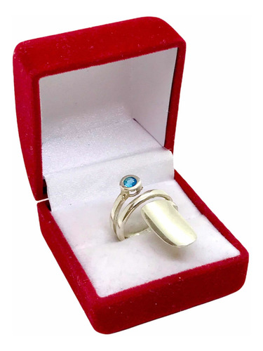 Imagen 5 de 9 de Anillo De Plata 925 Cubic Azul ; Para Uñas