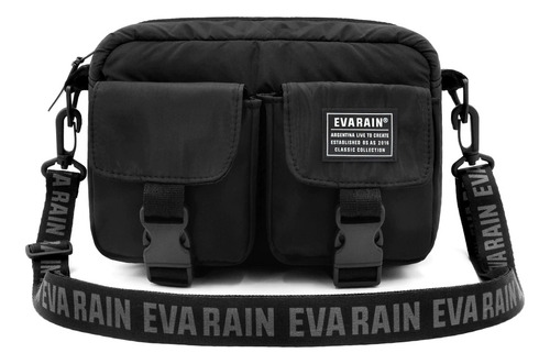 Bandolera Morral Bag Cartera Liso Negra Unisex  Eva Rain®