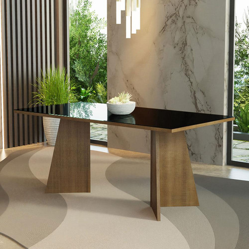 Mesa De Comedor Rectangular 5388 Color Marrón/negro 1