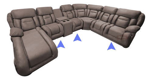 Sala Modular Esquinera Con 3 Reclinables Mod. Hermes