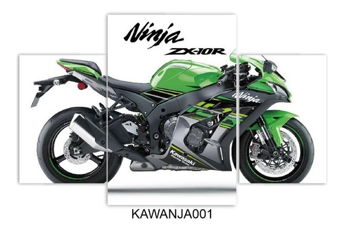 Cuadros Murales Tripticos, Moto Kawasaki Ninja , 72 X 45