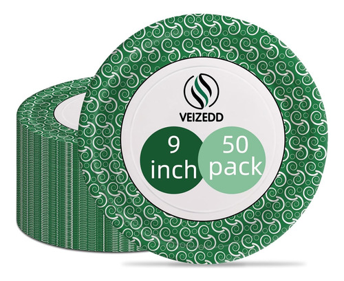 Juego De 50 Platos De Papel Desechables De 9 Pulgadas, Plato