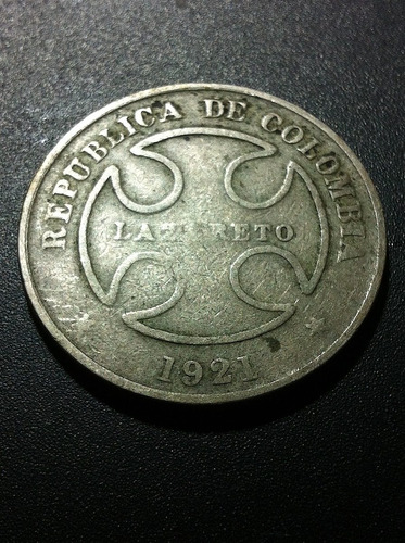 Moneda De Colombia 1921 Lazareto 50¢ Excelentes Condiciones