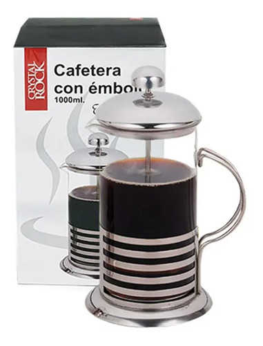 Cafetera Manual Embolo Prensa Francesa 1 Litro Vidrio Acero | MercadoLibre