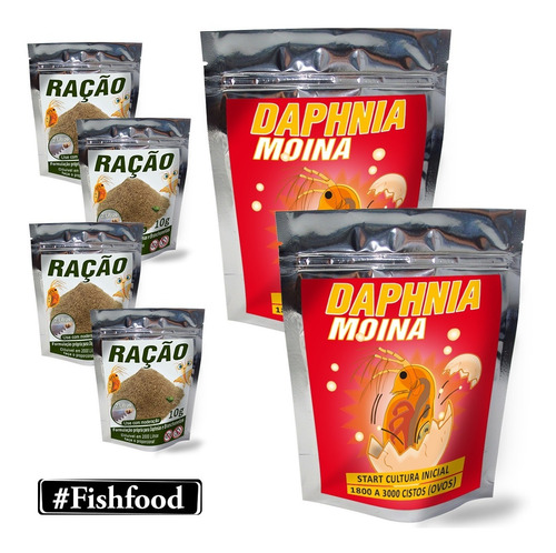 Imagem 1 de 3 de Pacote De 2x Daphnia Moina + 4x Ração