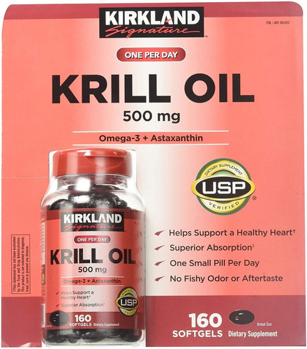  Krill Oil 500mg Omega 3 + Astaxantina/ Kirkland Signature