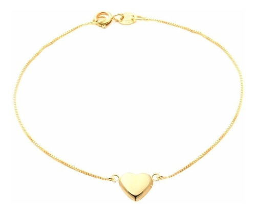 Pulseira Feminina Veneziana Com Coração Em Ouro 18k 750