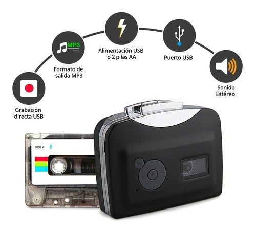 !reproductor Convertidor De Cassettes A Mp3 Hd Audio Digital