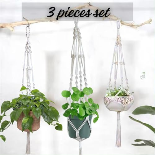 3 Pack Macrame Plant Hanger Indoor Hanging Planter For Plan