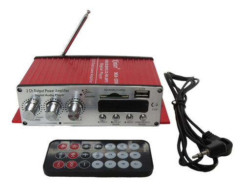 Mini Modulo Amplificador Kinter Ma-120 2 Canais C/ Fonte 12v Vermelho