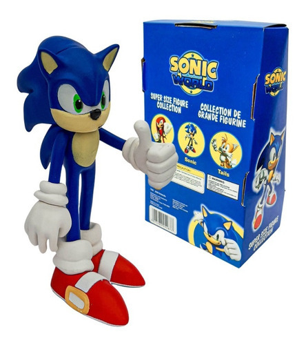 Boneco Sonic 28cm Azul Personagem Jogo Videogame Caixa