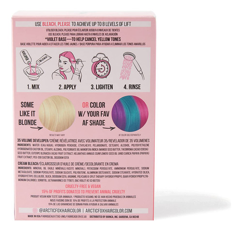 Kit Para Aclarar El Cabello Arctic Fox Bleach Please 35 Vol