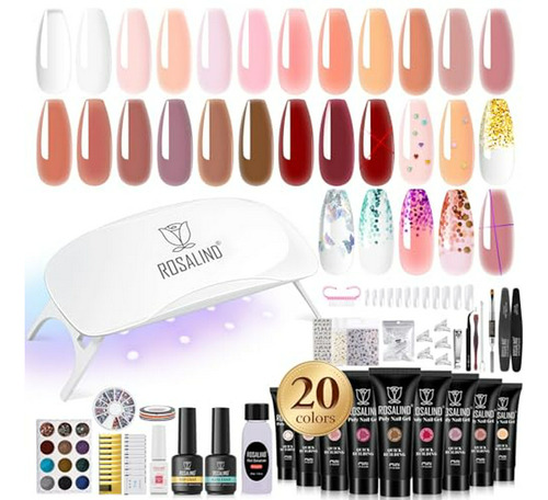 Kit De Gel De Uñas Poly Rosalind - 20 Colores + 76 Accesorio