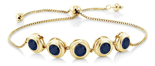 Gem Stone King Pulsera De Tenis Ajustable De Plata Azul Chap