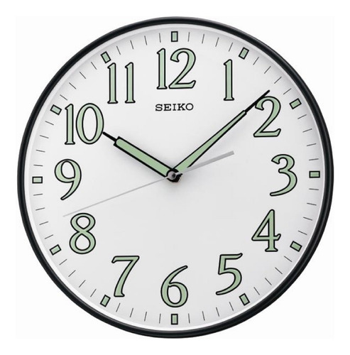 Reloj De Pared Seiko Con Marco Luminoso Numerado Negro De 30