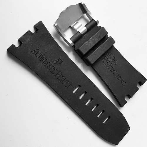 Extensible De Caucho Negro 28mm Con Hebilla Para Audemars Ancho De La Correa 28 Mm