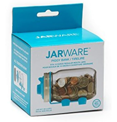 Jarware 82637 Piggy Bank Lid For Regular Mouth Mason Jars Bl