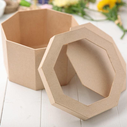 Octagon Shaped Caja See Thru Tapa Papel Mache Para Guardar