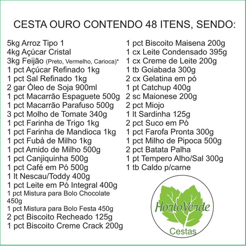 Cesta Básica Ouro - 47 Itens! Pronta Entrega