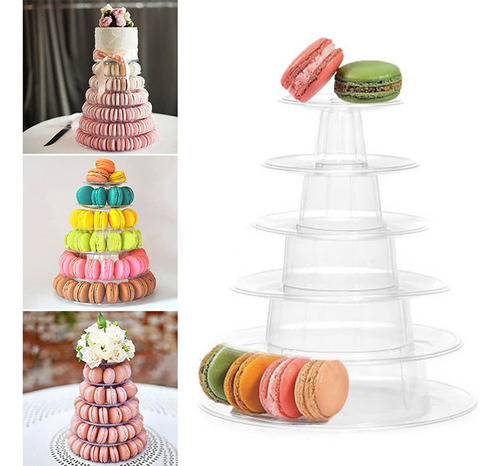M Expositor De Bolos Macaron, Torre Redonda De Plástico De