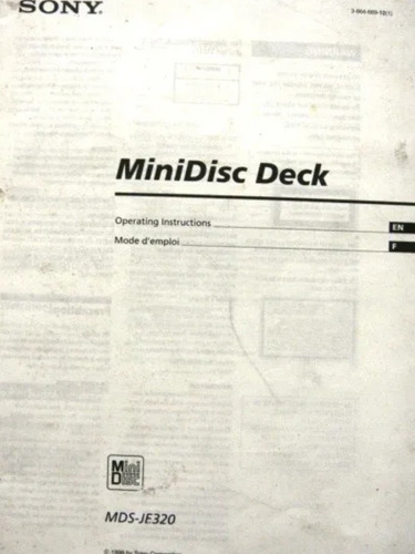 Manual Original Minidisc Deck Mds Je320-je510-je330 Sony (Usado)