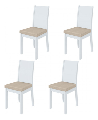 Kit 4 Cadeiras Athenas Branco/linho Rinzai Bege 75868