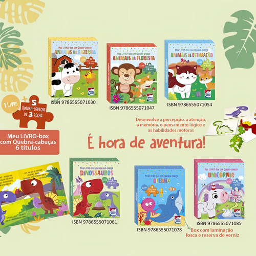 Meu LIVRO-Box com Quebra-cabeça: Animais da Floresta, de Brijbasi Art Press. Editorial Happy Books, capa mole em português, 2022