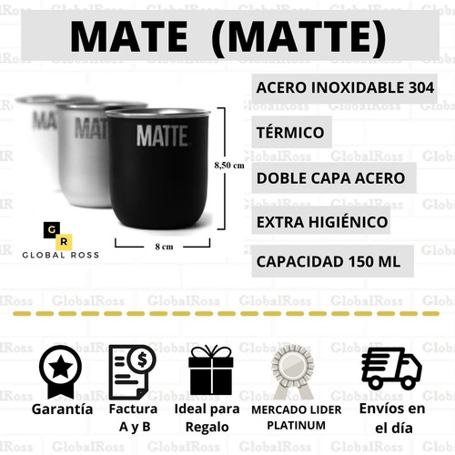 Imagen 3 de 10 de Mate Acero Inoxidable Térmico +bombilla + Tambo+termo Matero