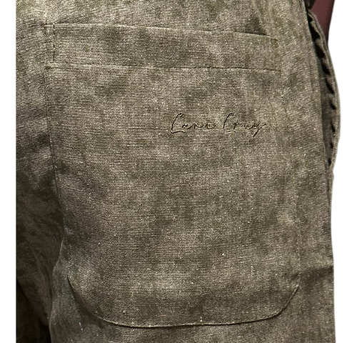Bermuda Lino Hombre Lisa Cara Cruz Jeans Lavada Con Bordado