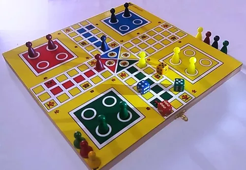 Tudo Em Madeira Jogo De Ludo Dados Peões Tabuleiro Estojo