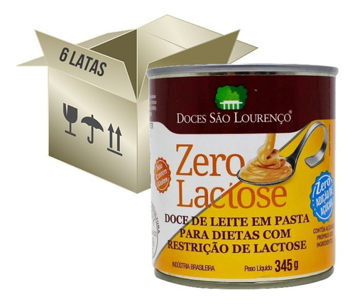 6x Doce De Leite Zero Lact Zero Acucar S Lourenço 345g