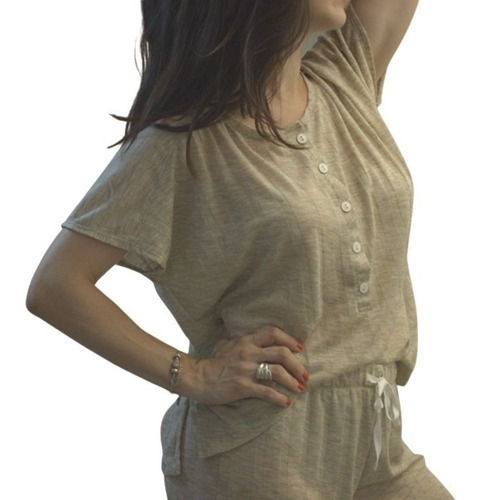 Pijama Abotonado Maternal Short Corto Remera Alondra Morley