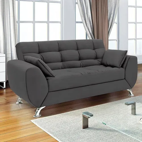 Sofá 2 Lugares Larissa Suede Cinza Cinza