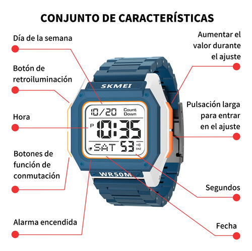 Reloj Deportivo Digital Para Hombre, Pantalla Led