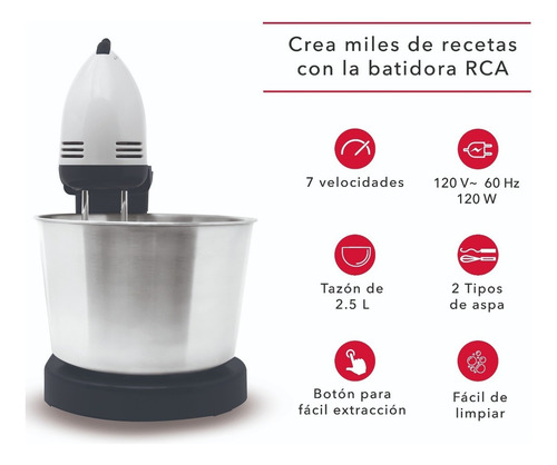 Batidora De Pedestal Rca 2 En 1 Rc-67ss Color Gris