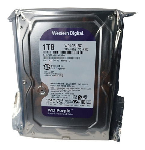 Disco Duro Western Digital Purpura 1tb, Surveillance, Sata