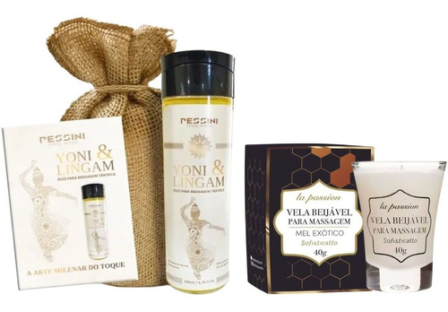  Kit Óleo De Massagem Tântrica Yoni Lingam E Vela Melzinho